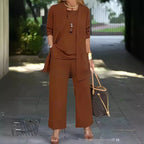 Three-Piece Asymmetrical Top and Pant Set