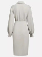 Ruched Midi Shirt Dress with Side Slit