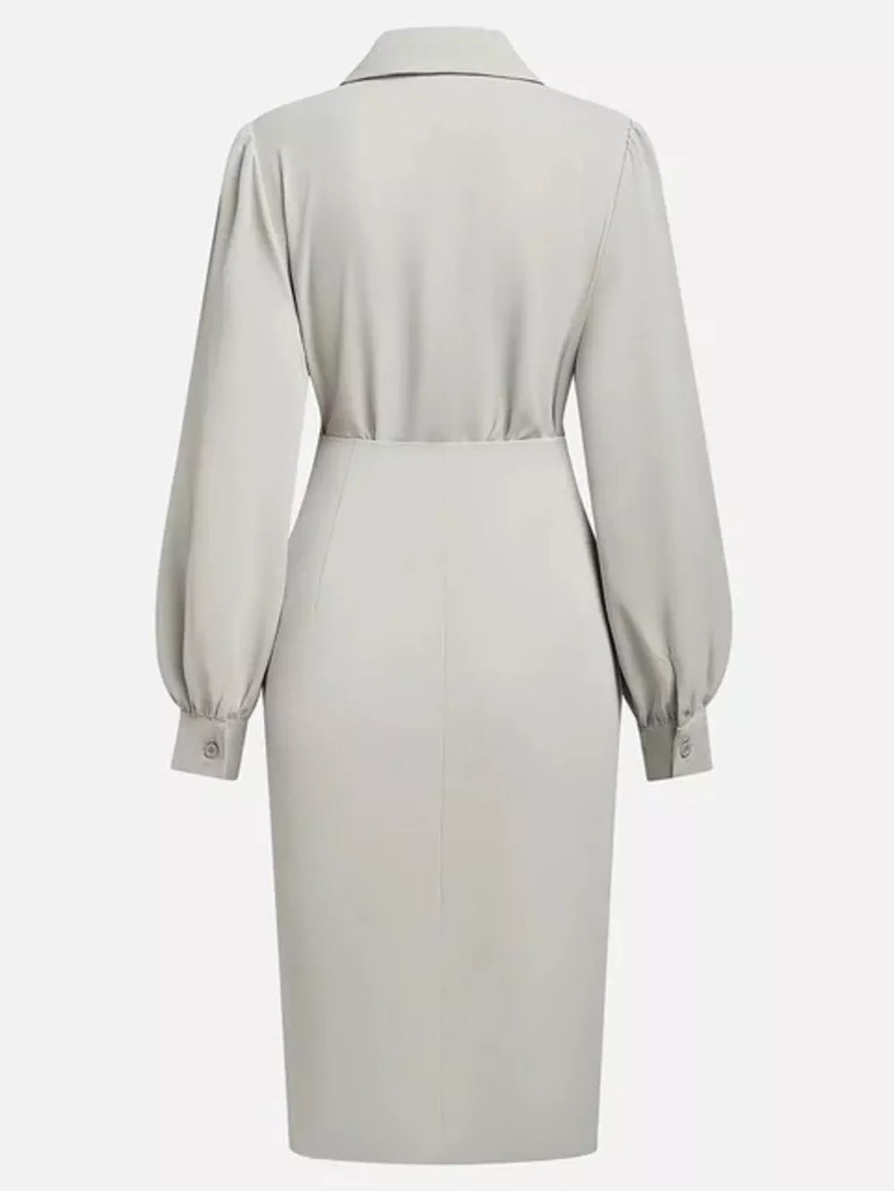 Ruched Midi Shirt Dress with Side Slit