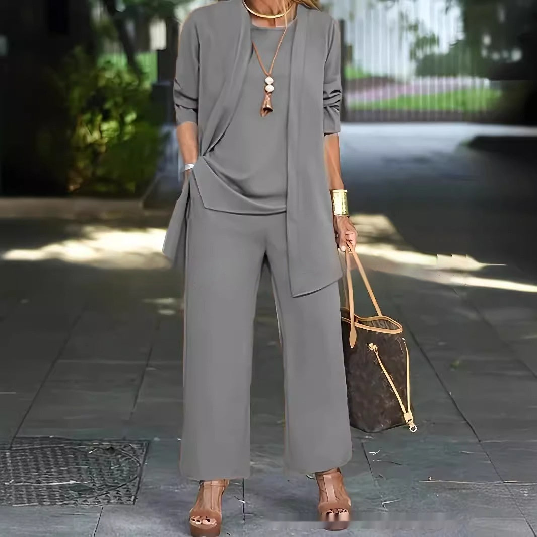 Three-Piece Asymmetrical Top and Pant Set