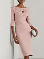 Twist-Front Cutout Midi Dress
