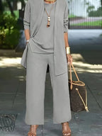 Three-Piece Asymmetrical Top and Pant Set