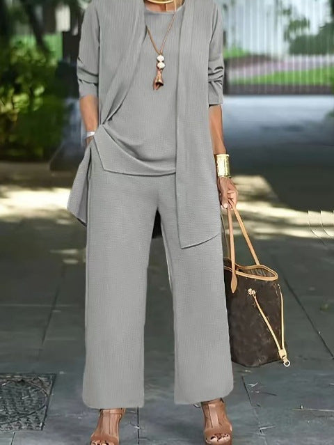 Three-Piece Asymmetrical Top and Pant Set