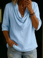 Cowl Neck 3/4 Sleeve Top