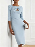 Twist-Front Cutout Midi Dress