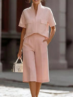 Short Sleeve Top and Wide Leg Pants