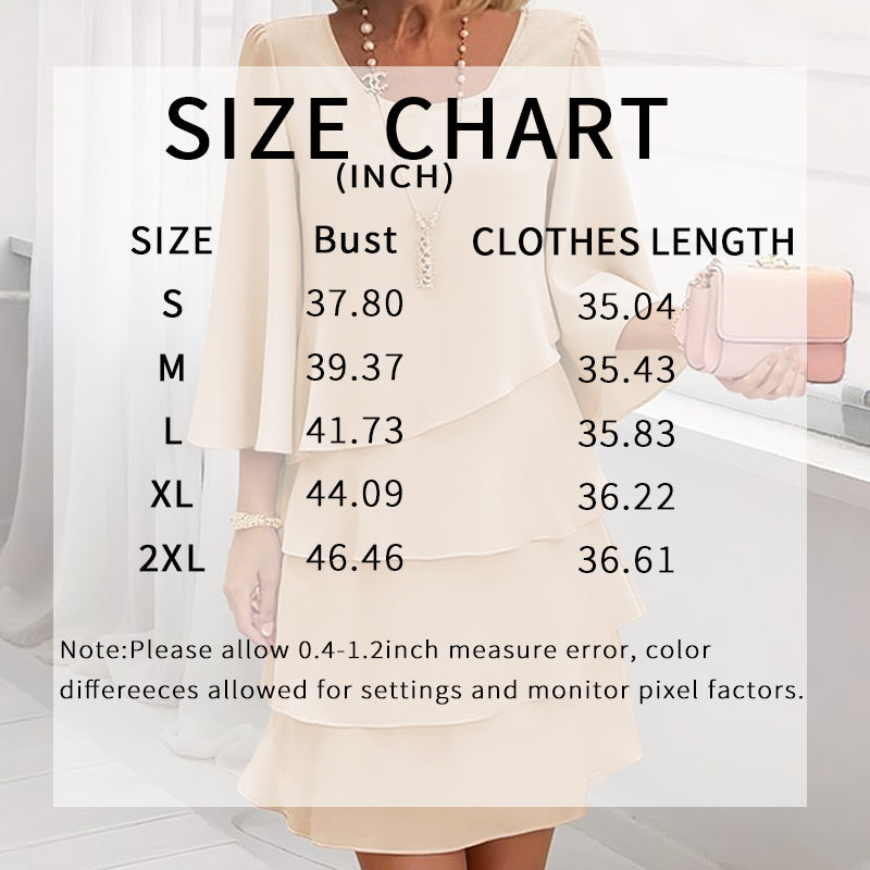 Chiffon Tiered Layered Tea Length Asymmetrical Hem A-Line Dress