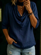 Cowl Neck 3/4 Sleeve Top