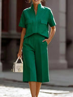 Short Sleeve Top and Wide Leg Pants