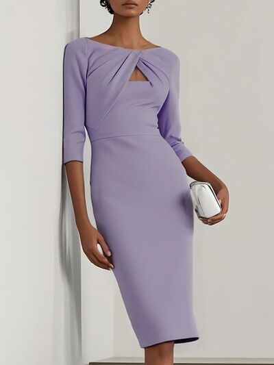 Twist-Front Cutout Midi Dress