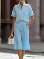 Short Sleeve Top and Wide Leg Pants