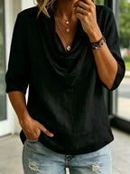 Cowl Neck 3/4 Sleeve Top