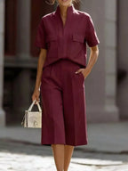 Short Sleeve Top and Wide Leg Pants