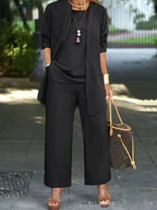 Three-Piece Asymmetrical Top and Pant Set