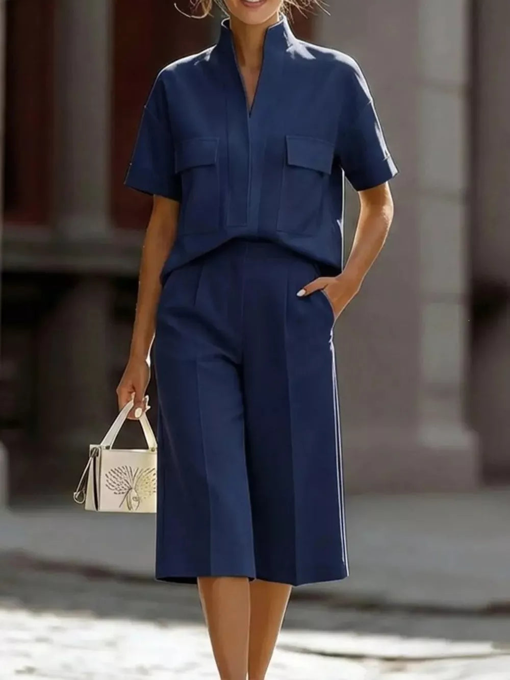 Short Sleeve Top and Wide Leg Pants