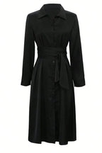 Long Sleeve Belted Shirt Midi Dress