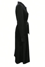 Long Sleeve Belted Shirt Midi Dress