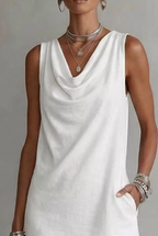 Casual Sleeveless Cowl Neck Mini Dress