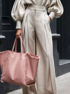 Lantern Sleeve Shirt and Wide Leg Pants Set