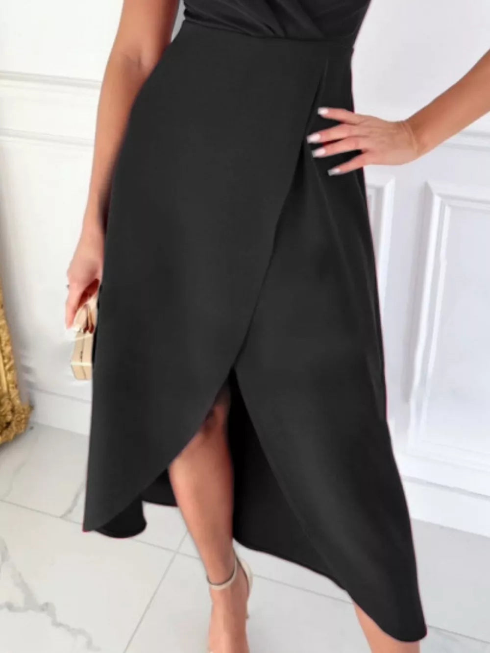 Ruffle Sleeve Wrap Midi Dress