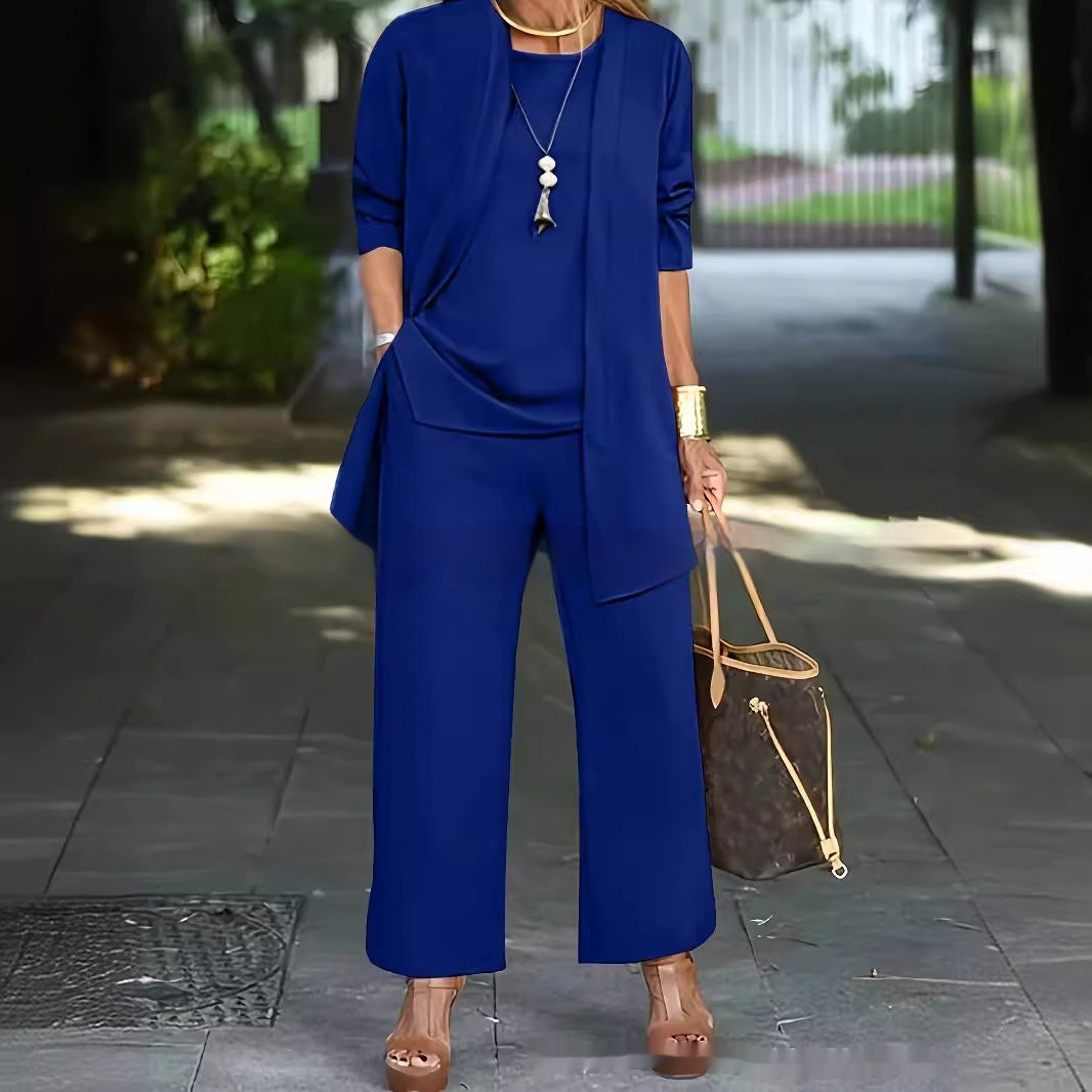 Three-Piece Asymmetrical Top and Pant Set