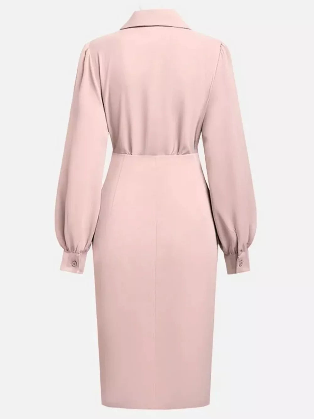 Ruched Midi Shirt Dress with Side Slit