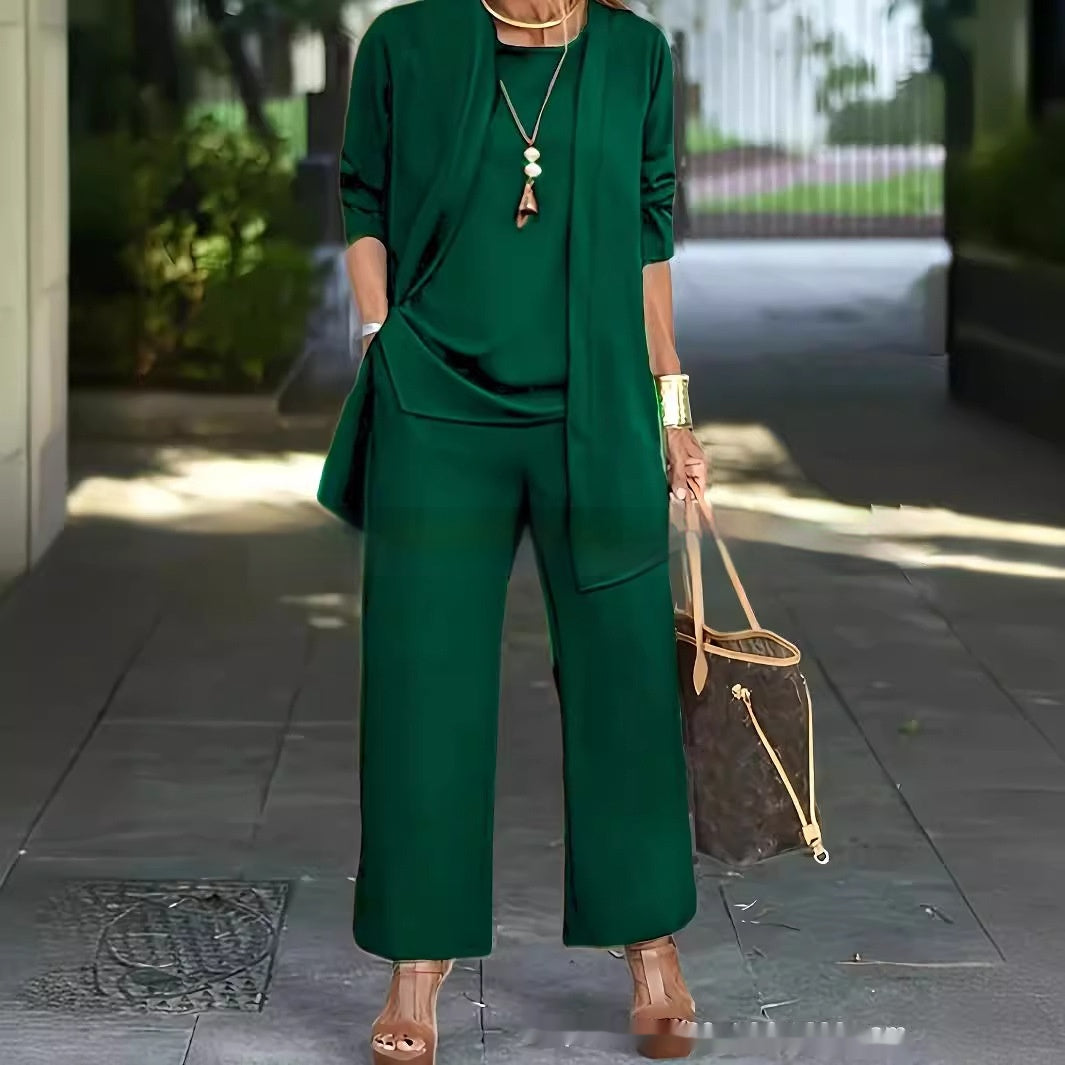Three-Piece Asymmetrical Top and Pant Set