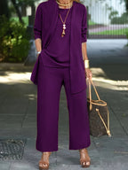 Three-Piece Asymmetrical Top and Pant Set