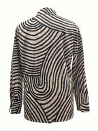 Striped Print Long Sleeve Button-Down Shirt