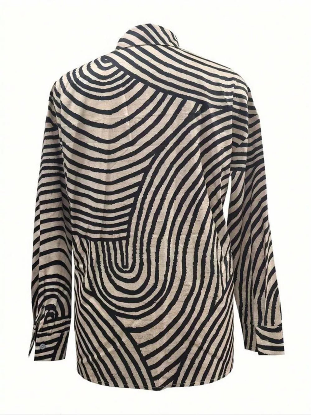 Striped Print Long Sleeve Button-Down Shirt