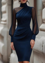 Turtleneck Slim-fit Sheath Dress