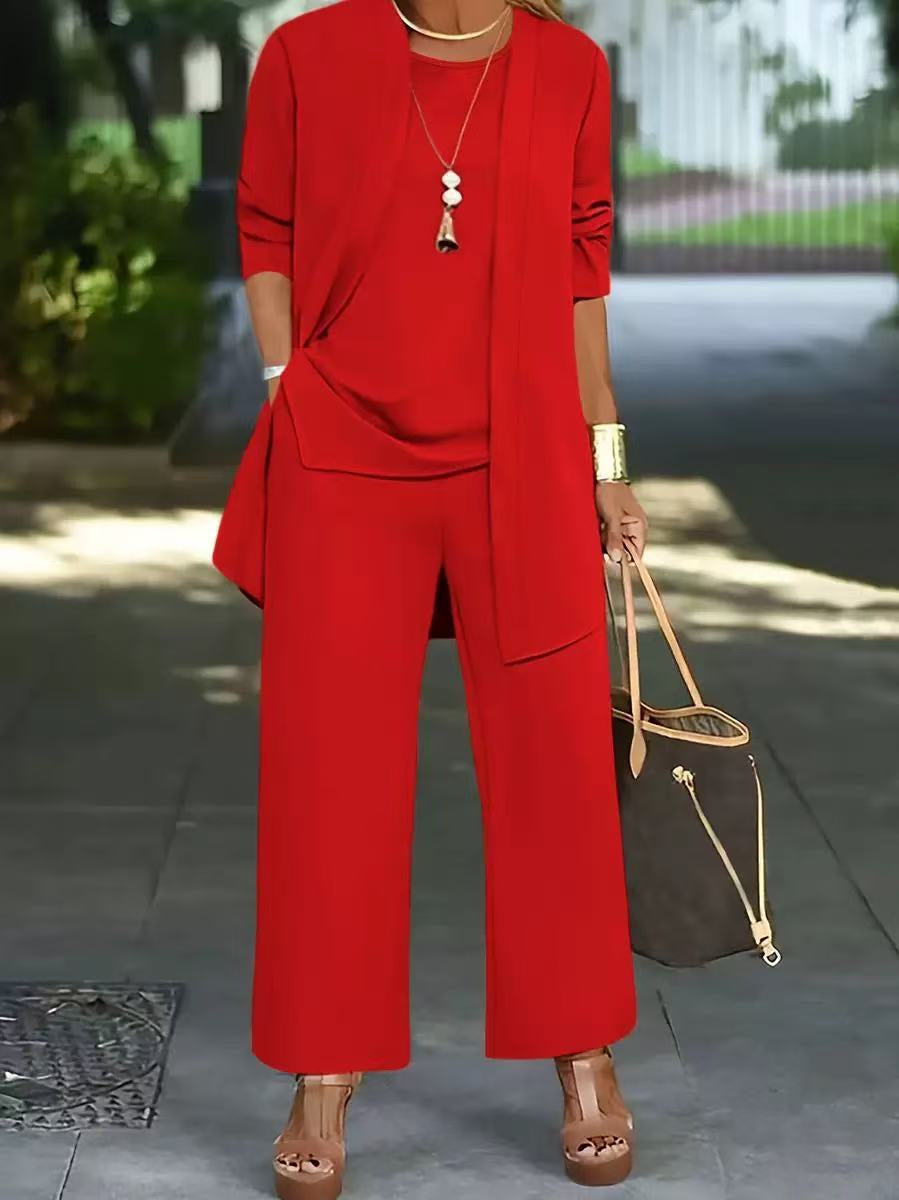 Three-Piece Asymmetrical Top and Pant Set